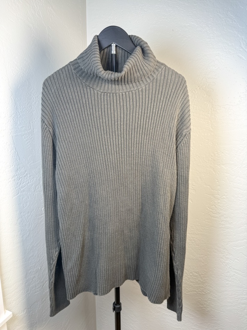 Alex Stevens Men’s Ribbed Turtleneck Sweater Gray 100% Cotton Size L